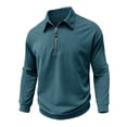 thumbnail image 5 of Cotton Quarter Zip Sweatshirt for Men Ghalytn Collared Long Sleeve Pullover - Casual Solid Top, 5 of 7