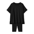 thumbnail image 4 of Yuncity Toddler Girls Outfits Summer Crew Neck Short Sleeve Casual Two Piece Loose Shirt And Cycling Shorts Cozy Sets Size 5-6 Years Black, 4 of 4