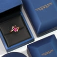 thumbnail image 5 of Gem Stone King 18K Rose Gold Plated Silver Red Garnet Pink Created Sapphire and White Diamond Ring for Women (1.83 Cttw, Heart Shape 6MM, Gemstone January Birthstone, Size 8), 5 of 6