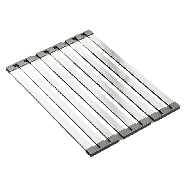 Siruishop Dish Drying Rack Nonslip over The Sink Stainless Steel Foldable Dish Drainer 45cmx32.5cm