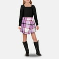 thumbnail image 4 of Fsqjgq 2T Girl Clothes Trendy Girls Clothes Girl Skirt Sets 2 Piece Outfits Square Neck Jacquard Puff Sleeve Tops Plaid Mini Skirt Shorts Fall Winter Clothes Baby Girl Outfits Kids Sets Size 100, 4 of 7