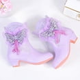 thumbnail image 3 of Kids Snow Boots Girls Glitter Splice Winter Ankle Booties with Sweet Rhinestone Beaded Bow Casual Warm Furry Lined Side Zipper Kitten Heel Princess Dress Boots 11 Little Kid Purple, 3 of 6