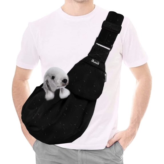 AUTOWT Dog Carrier Sling, Thick Padded Adjustable Shoulder Strap Dog Carriers for Small Dogs, Puppy Carrier Purse for Pet Cat with Front Zipper Pocket Safety Belt
