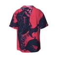 thumbnail image 6 of Lsque Rock Skull Guitarist print Men's Cuban Collar Short Sleeve Shirt Summer Beachwear Casual Button Down Fashionable Vacation Leisure Shirt-Large, 6 of 7