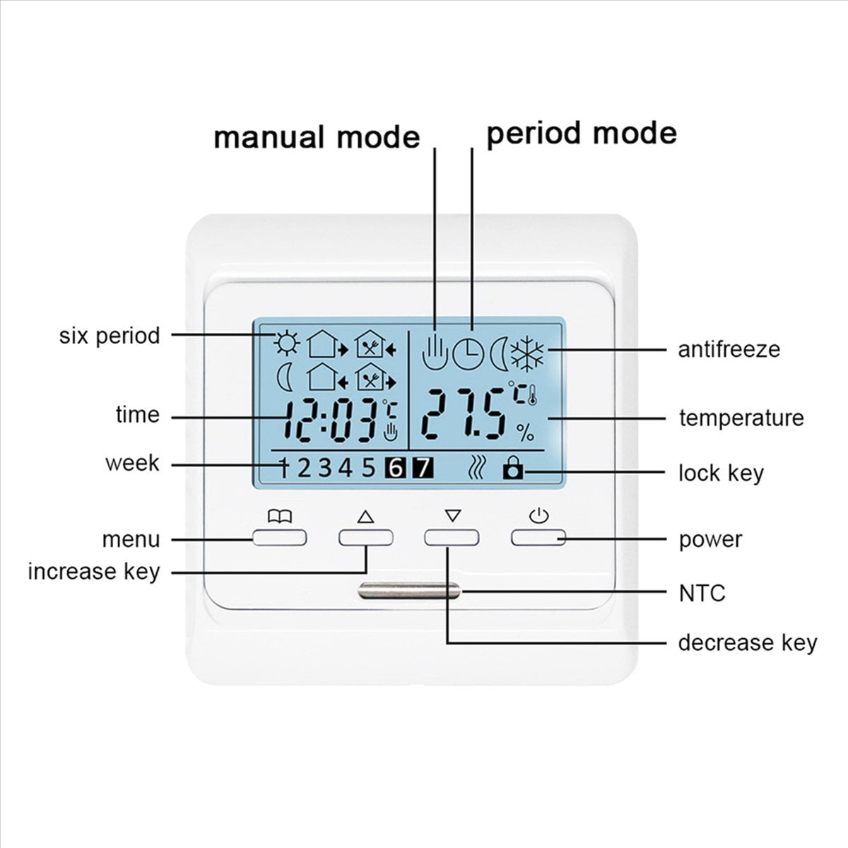 3X 16A 230V LCD Programmable Warm Floor Heating Room Thermostat Thermoregulator Temperature Controller Manual Mechanical