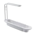 thumbnail image 1 of Yuarrent Soporte de almacenamiento de esponja Organizador de drenaje de cepillo de plástico Estante de toalla de fregadero de cocina ajustable Organizadores de utensilios de cocina Blanco Yuarrent HA004367-01, 1 of 6