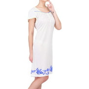 Ezi Womens Floral Flutter Sleeve Graceful Cotton-Rich Nightgown