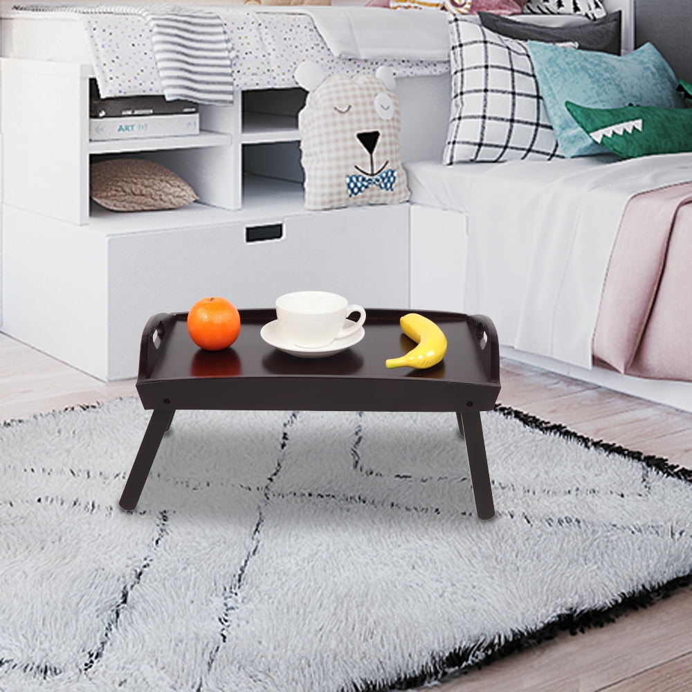 Breakfast Tray Table with Folding Legs, Wooden Serving Tray Dinner