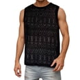 thumbnail image 2 of Tank Tops Men Summer Casual Loose Fit Lace Hollow out See through Crewneck Sleeveless Shirt Beach Tanks, 2 of 5