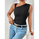 thumbnail image 5 of Blusa Asimétrica de Punto Fruncido para Mujer, Estilo Y2K, Sin Mangas, de un Solo Hombro, Ajustada, de Verano 2025 Negro L, 5 of 9
