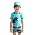 thumbnail image 4 of LRen Toddler Rash Guard Boy Swim Set with Swim Trunks Bathing Suit Short Sleeve Swim Shirt Quick Dry Swimsuit Kids Swimwear,7-8 Years, 4 of 4