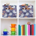 thumbnail image 6 of Yayeee 2 Pack Canvas Storage Basket with Handles for Shelves Fabric Bins Closet Organizer, Blue Cute Halloween, 6 of 8