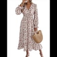 thumbnail image 3 of Vestido de Mujer con Estampado Floral, Cuello en V, Dobladillo con Volantes y Cintura Fruncida. S, 3 of 10