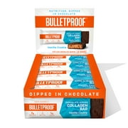 Chocolate Dipped Protein Bars, Vanilla Cookie, 7g Protein, 12 Pack, Bulletproof Grass Fed Healthy Snacks, Made with MCT Oil