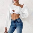 thumbnail image 2 of AGWOLF Women's Crochet Knit Cover Ups Beach Hollow Out Crop Swimsuit Cover Up Top Vacation Bathing Suits Swimwear White Free Size, 2 of 6