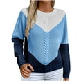 thumbnail image 2 of Itsame Loose Sweater for Womens Long Sleeve Pullover Sweaters Crew Neck New Retro Relaxed Sweatertop Blue Size M, 2 of 4