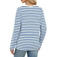 thumbnail image 6 of HAiming Womens Oversize Striped Shirt Crew Neck Long Sleeve Pullover Casual Basic Tops Trendy Blouses Clothes, 6 of 6