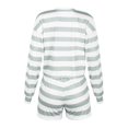 thumbnail image 6 of Pxiakgy Two Piece Sets for Women Fall Going Out Striped Lounge Set Casual Striped Ladies Tops and Shorts Long Sleeves and Round Neck Stylish Comfortable European and American Style Clothing Green Xxl, 6 of 9