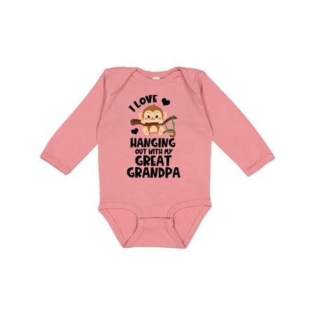 

Inktastic Monkey I Love Hanging out with My Great Grandpa Gift Baby Boy or Baby Girl Long Sleeve Bodysuit