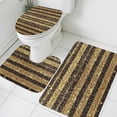 thumbnail image 3 of Black Golden Striped Bath Mat 3 Piece Bathroom Rug Set, Luxury Farmhouse Stripes Non Slip Bath Rug Contour Mat and Toilet Lid Cover, Absorbent Shower Mats Soft Bath Rugs and Mats Sets, 3 of 8