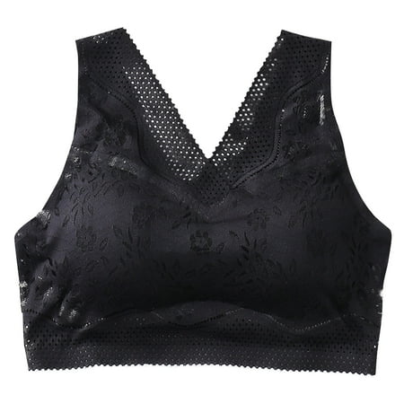 

BIZIZA Women s Bra Bras Lace Comfort Floral Everyday Wireless Padded Bralette Black L