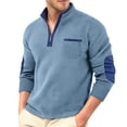 thumbnail image 5 of TOUMENY Men Sweater Zip Mock Neck Long Sleeve Casual Pullover Fall Winter Loose Solid Knit Tops Blue XXXL, 5 of 5