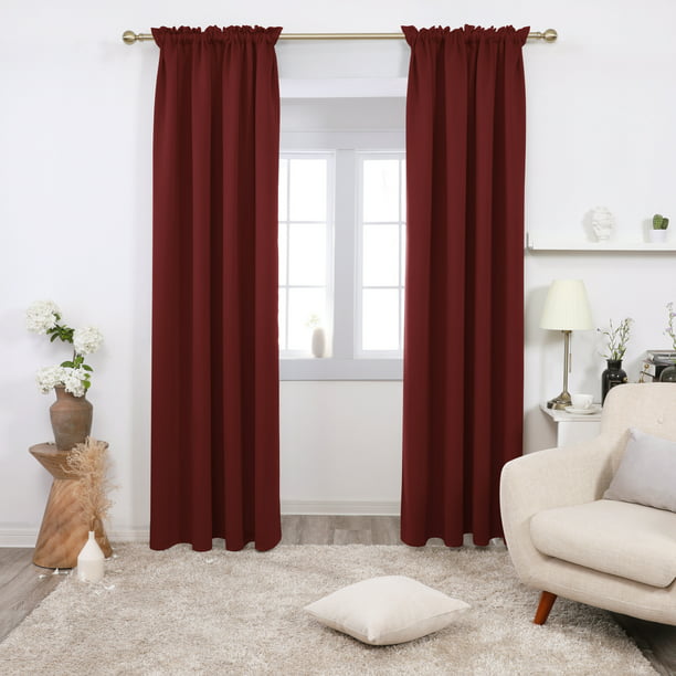 Deconovo Crimson Red Blackout Curtains, Red And Black Curtains For Living Room