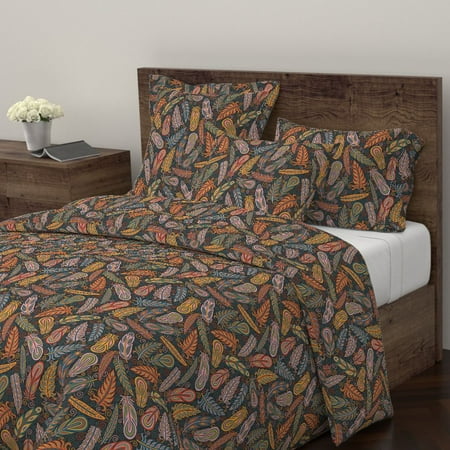 Patterned Fall Feathers Design Feathers Feathers Sateen Duvet