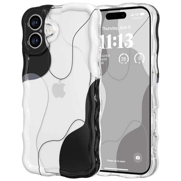 Funda DEFBSC para iPhone 16 Plus Transparente con Diseño Ondulado, Duradera