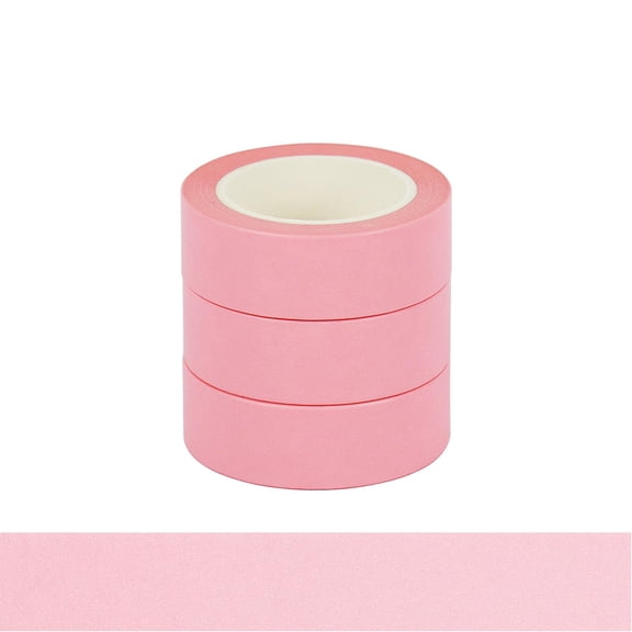 Decorative Pink Washi Tape, 3 Rolls Plain Masking Tape 15mm Wide x 10m Long, Self-Adhesive for Planners, Scrapbooks, Journals, DIY Crafts, Gift Wrapping, Christmas Cards, Packaging, Party Supplies