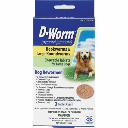 D-Worm Chewable Tablets For Large Dogs 2-Count (Pack of 1)