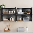 thumbnail image 6 of 24"W Rattan Laundry Room Cabinets with Lights, Bathroom Cabinets Wall Mounted with Adjustable Shelves, Wall Cabinet for Bathroom/Kitchen/Bedroom (2PCS, Black), 6 of 6