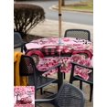 thumbnail image 4 of Outdoor Tablecloth with Umbrella Hole and Zipper, Valentine's Day Square Table Cloth 54x54 Inch Waterproof Tablecloth, Romantic Love Tree Branch Truck Roses Ombre Pink Picnic Table Cover for Patio, 4 of 7