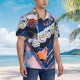 thumbnail image 3 of Sikiie Colorful Sushi Food Art Print Men's Hawaiian Shirt, Summer Beach Button Pocket Short Sleeve T-Shirt,Large, 3 of 7