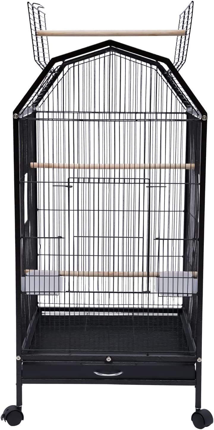 Miumaeov 360° Full Hollow Design Iron Bird Cage, Special Large Oversized Large Home Bird Cage for Tiger Skin Parrot Pachyderm Lovebird Budgie