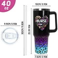 thumbnail image 4 of Nurses Gifts Nurse Tumbler with Handle & Straw - 40 oz Nurse Life Leopard Print Cup Coffee Mug Gifts for Women, Graduation, Appreciation, Nurses Week, 4 of 7