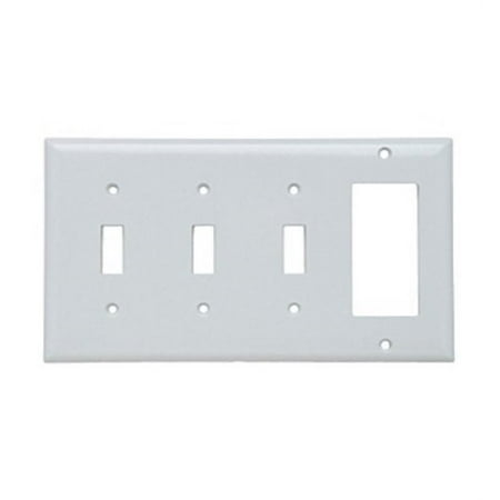 Plastic Housing Toggle Switch - Pass & Seymour SP326-W Thermoset (Plastic) Screw Mount Standard Size 4-Gang Combination Opening Plate (1) Decorator (3) Toggle Switch White