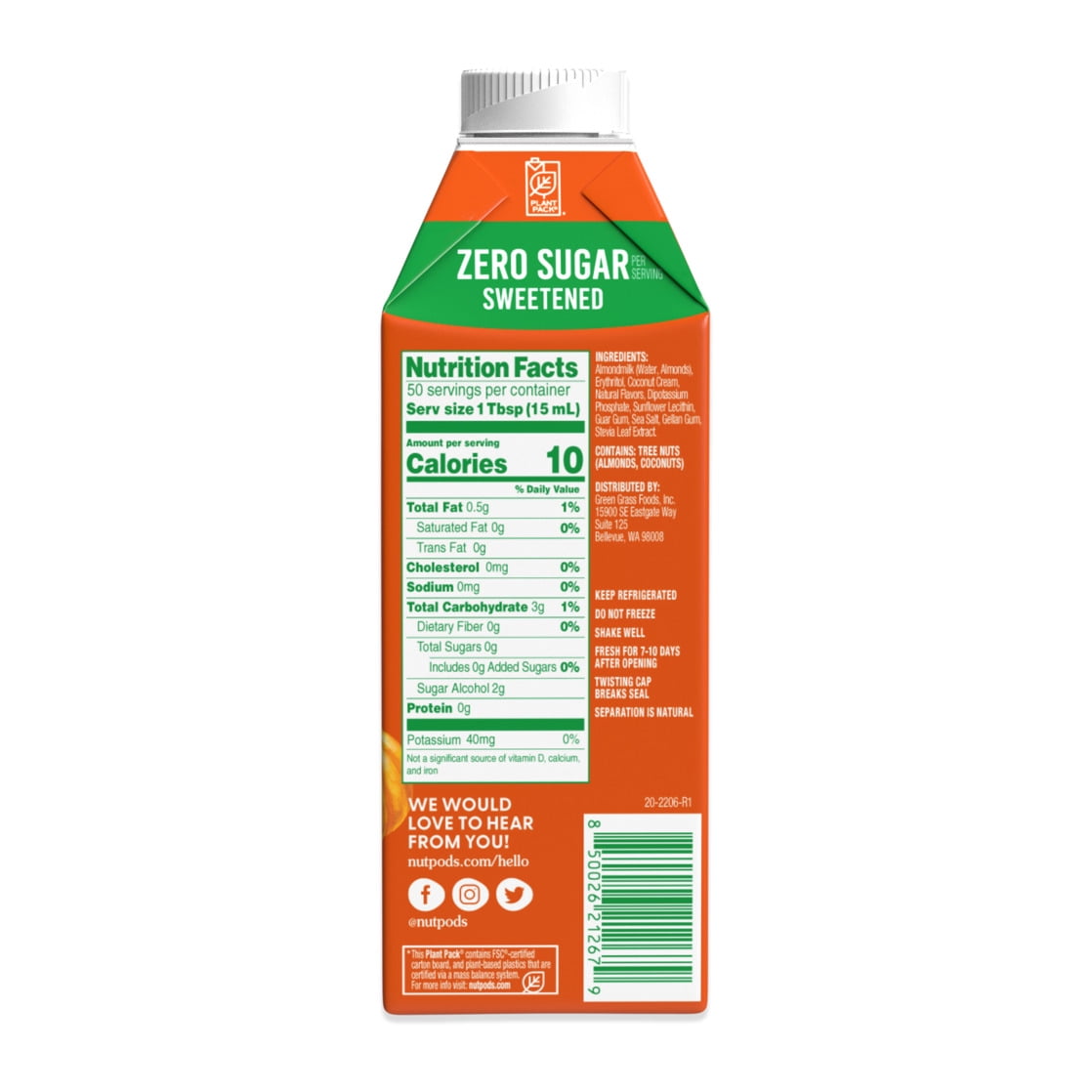 nutpods® Pumpkin Pie Zero Sugar Non Dairy Coffee Creamer Made with Almonds and Coconuts