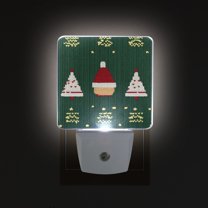Yayeee LED Night Light for The Home Plug in With Light Sensors 2 Pack, Christmas Santa Hats