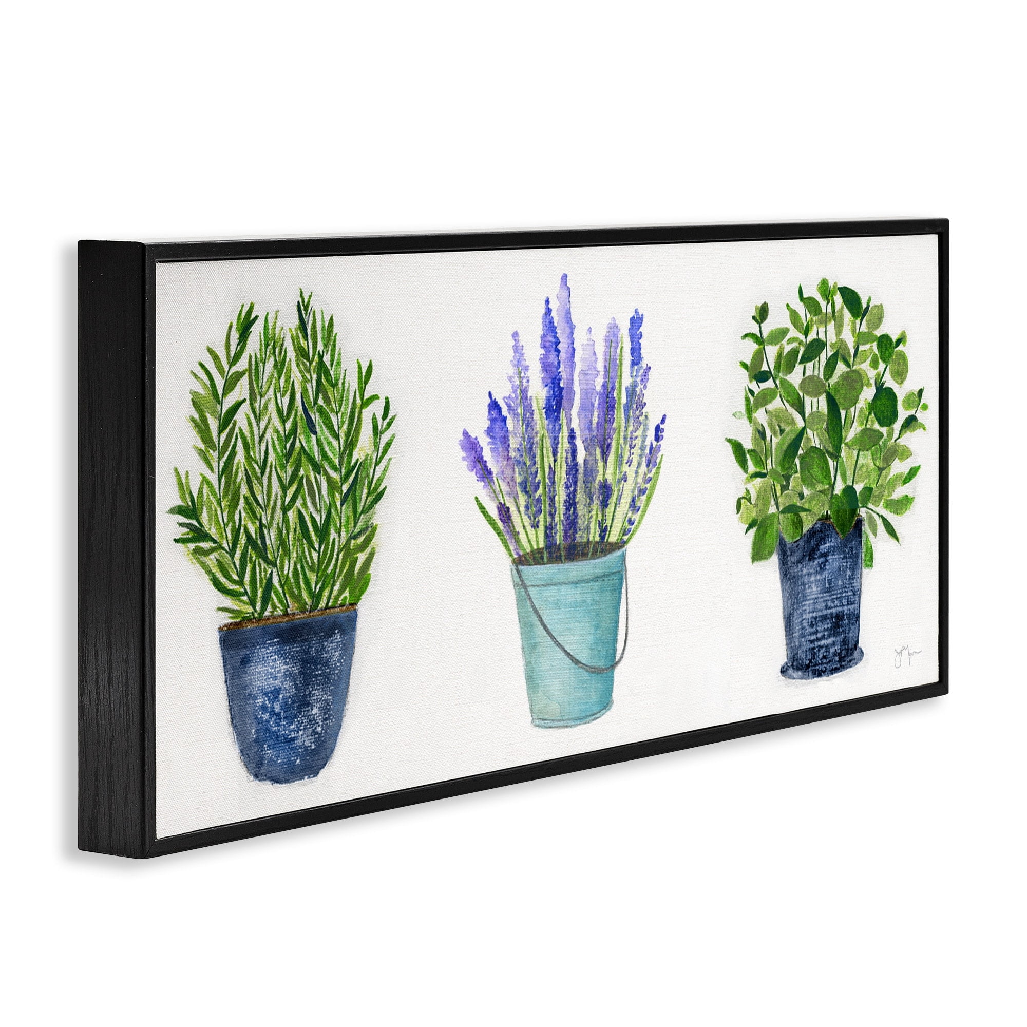Stupell Industries Varied Potted Plants Herbs Country Botanical Farmhouse Painting White Framed Art Print Wall Art, Design by Janet Tava