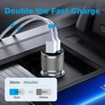 thumbnail image 6 of Aluminum Alloy USB C Car Charger-38W Super Fast Car Charger PD 20W PPS & QC3.0 Car Charger Adapter for Samsung Galaxy / iPhone with Two 3.3FT Cables (A-P & C-P), Silver, 6 of 9