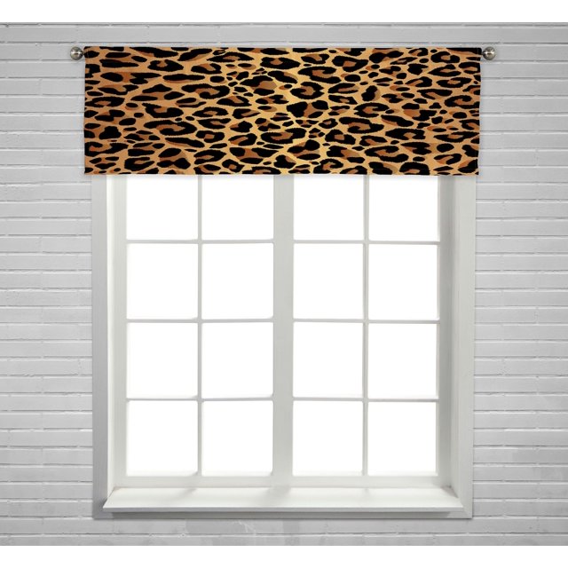 ABPHQTO Cortina de ventana con diseño de leopardo, bolsillo para barra, 45x130 cm