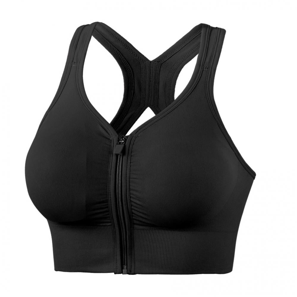 Details about   Womens Zipper Front Padded Sports Bra Push Up High Impact Wireless Gym Bra Vest 