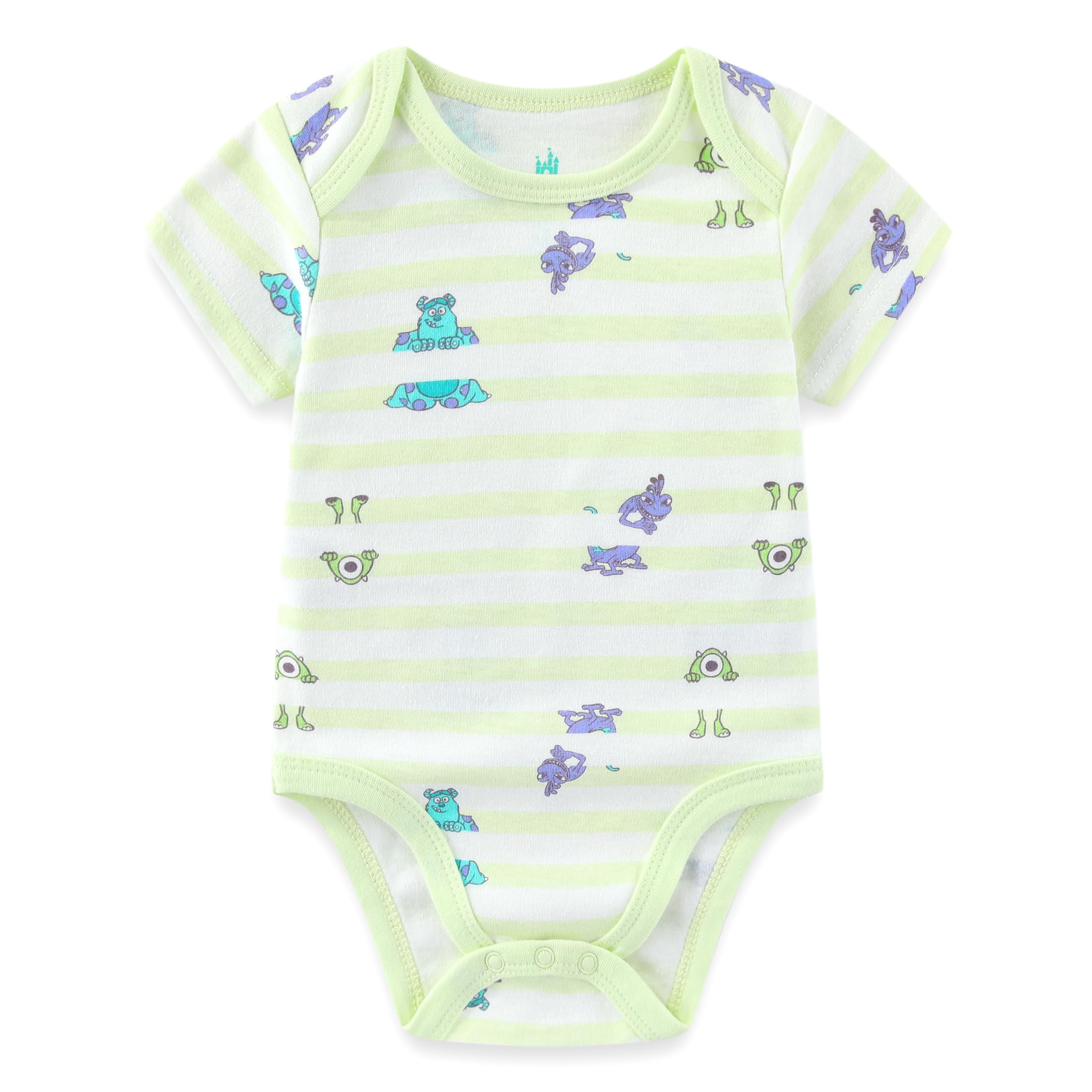Disney Monsters Inc. Mike Wazowski James P. Sullivan Bodysuit Creeper (Baby Boys), 3 Pack, Sizes 3M-12M