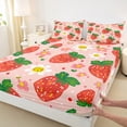 thumbnail image 3 of Castle Fairy Kawaii Red Strawberry 3Pcs Twin Sheet Sets for Teens Girls Women,Cute Flower Twin Fitted Sheet,Polka Dots Breathable Flat Sheet,Lightweight Room Decor, 3 of 7