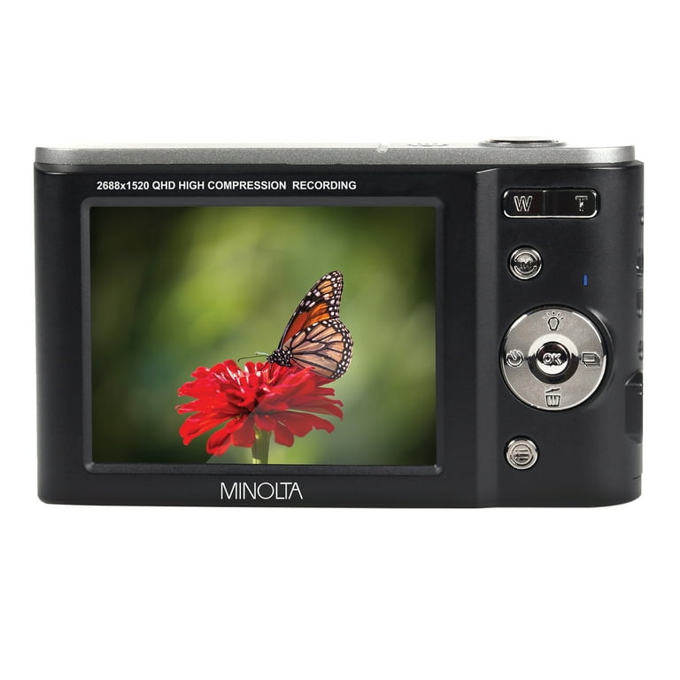 Minolta MND20 16x Digital Zoom 44 MP 2.7K Quad HD Digital Camera Black MND20 BK