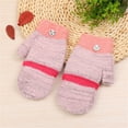 thumbnail image 3 of Suilloe Toddler Fingerless Gloves Fall Winter Thickened Fleece Flip Top Color Block Glove Baby Boys Girls Soft Warm Wool Knitted Wrinting Mittens, 3 of 4