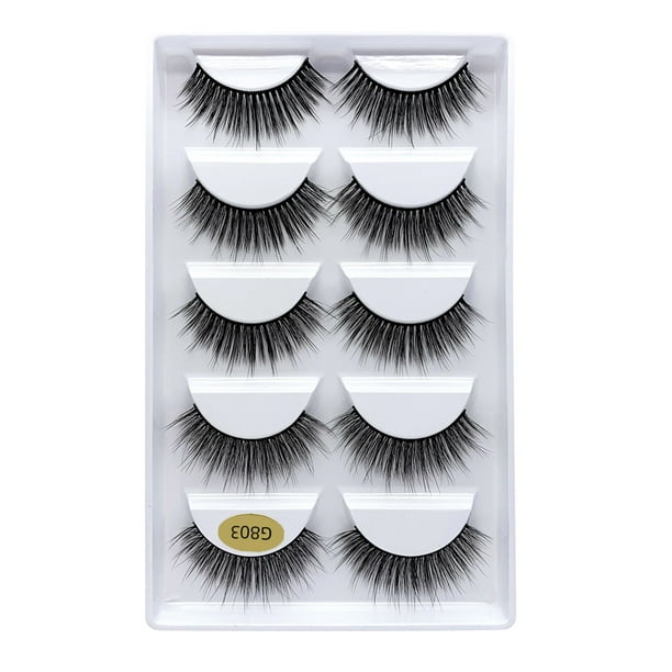 Pestañas naturales, pestañas postizas, pestañas cortas, pestañas postizas gruesas naturales, 5 pares de pestañas mixtas, pestañas de visón de imitación, pestañas postizas artificiales puras, pestañas