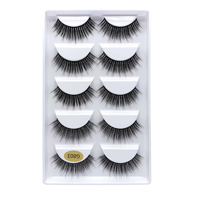 Pestañas naturales, pestañas postizas, pestañas cortas, pestañas postizas gruesas naturales, 5 pares de pestañas mixtas, pestañas de visón de imitación, pestañas postizas artificiales puras, pestañas