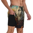 thumbnail image 2 of Yiaed Forest Maple Leaf Husky Print Mens Swim Trunks Bathing Suit Compression Liner Beach Swim Shorts Swimwear Quick Dry Zipper Pocket No-Chafing Board Short-Small, 2 of 6